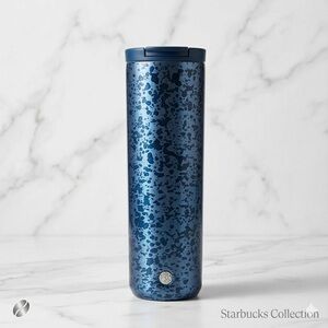 Starbucks 20oz Blue Speckled Stainless Steel Tumbler Rare Metallic Finish Venti